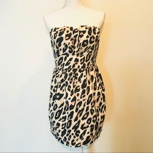 Leopard print strapless cocktail dress